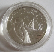 Jamaica 10 Dollars 1990 500 Years America Christopher Columbus Silver