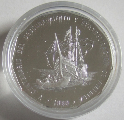 Dominican Republic 1 Peso 1989 500 Years America Santa Maria 1 Oz Silver Proof