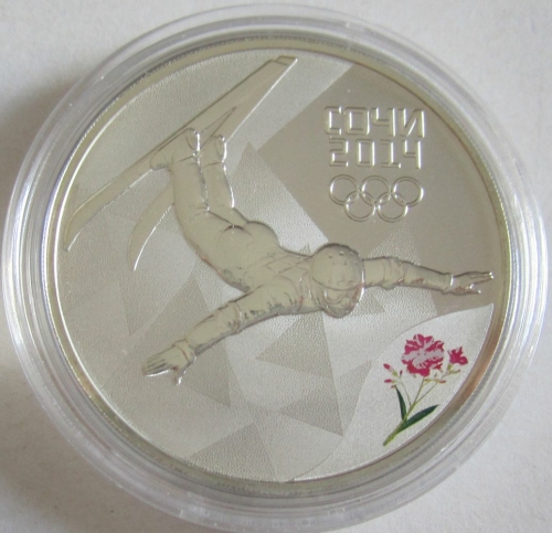 Russia 3 Roubles 2014 Olympics Sochi Freestyle Skiing 1 Oz Silver