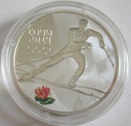 Russia 3 Roubles 2014 Olympics Sochi Cross-Country Skiing 1 Oz Silver