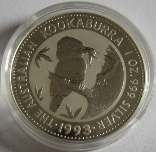 Australia 1 Dollar 1993 Kookaburra 1 Oz Silver