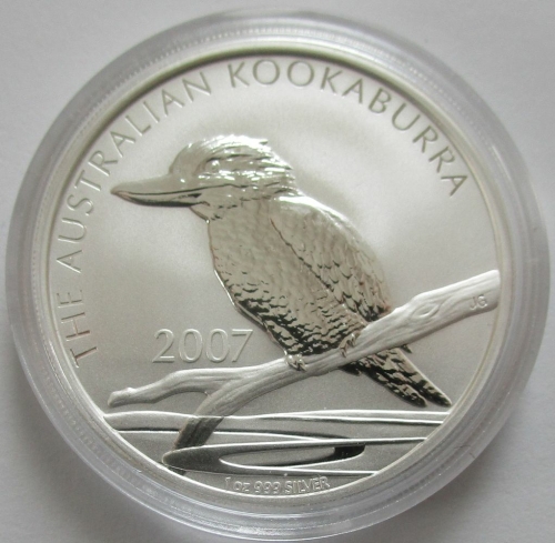 Australia 1 Dollar 2007 Kookaburra 1 Oz Silver