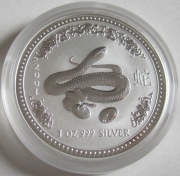 Australia 1 Dollar 2001 Lunar I Snake 1 Oz Silver