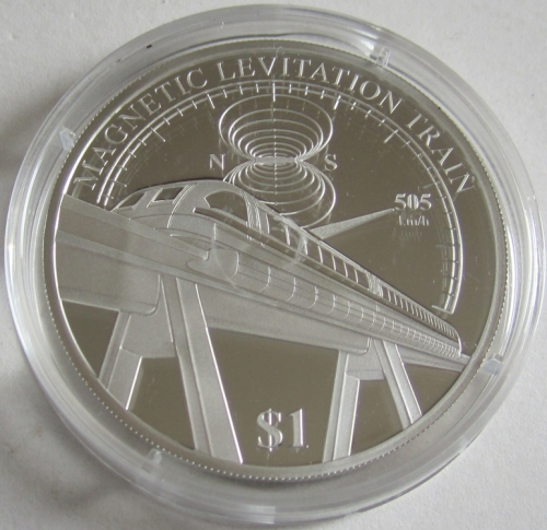 Fiji 1 Dollar 2016 Railroads Magnetic Levitation Train Silver