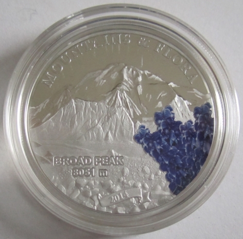 Palau 5 Dollars 2014 Mountains & Flora Broad Peak Silver