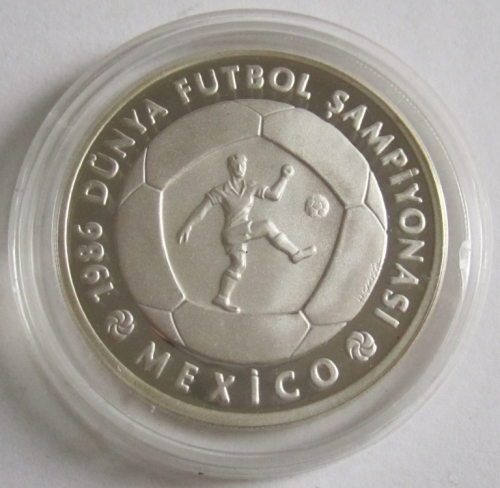 Turkey 10000 Lira 1986 Football World Cup in Mexico Player Silver