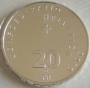 Switzerland 20 Franken 2010 Henry Dunant Silver BU