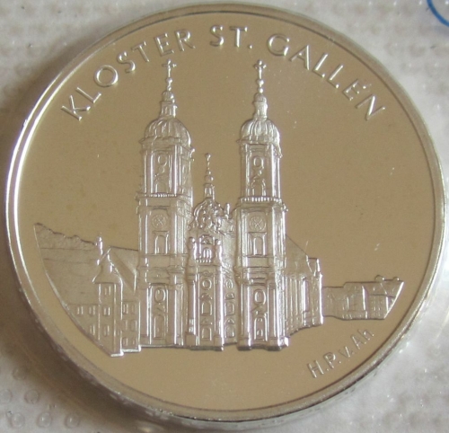 Switzerland 20 Franken 2002 UNESCO Abbey of Saint Gall Silver BU