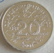 Switzerland 20 Franken 2001 Johanna Spyri Silver BU