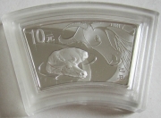 China 10 Yuan 2009 Lunar Ox Fan-Shaped 1 Oz Silver