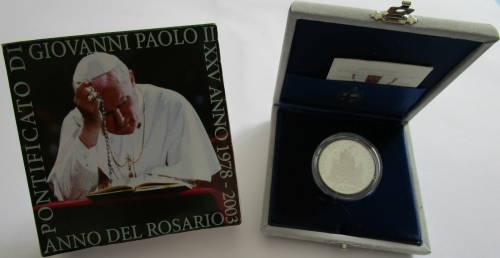 Vatican 5 Euro 2003 Year of the Rosary Silver