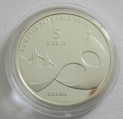 Brazil 5 Reais 2012 Olympics Rio de Janeiro Handover from London Silver