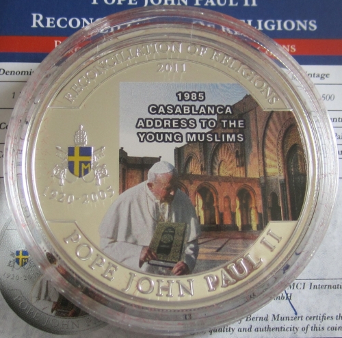 Palau 1 Dollar 2011 Pope John Paul II in Casablanca