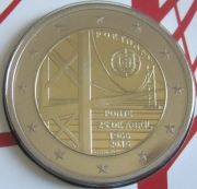 Portugal 2 Euro 2016 50 Years Ponte 25 de Abril Proof