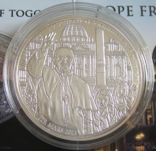 Togo 500 Francs 2013 Pope Francis 1/2 Oz Silver