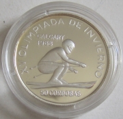 Nicaragua 50 Cordobas 1988 Olympics Calgary Alpine Skiing...