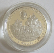 Kaiman-Inseln 5 Dollars 1988 500 Jahre Amerika Christoph...