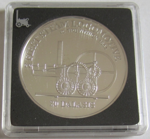 Gambia 20 Dalasis 2014 First Steam Locomotive Richard Trevithick Silver