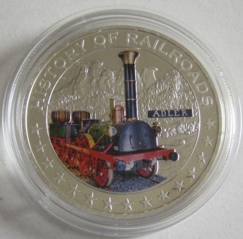 Liberia 5 Dollars 2011 Railroads Adler Silver