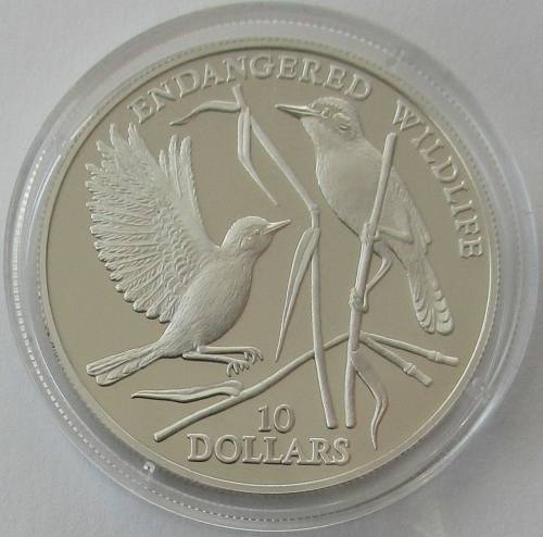 Nauru 10 Dollars 1993 Wildlife Reed Warbler Silver