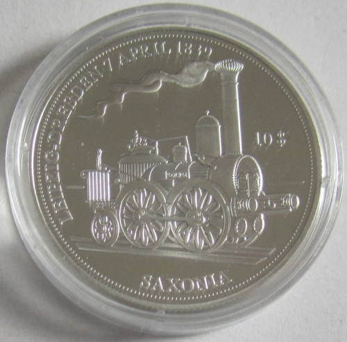 Nauru 10 Dollars 2010 Railroads Saxonia Silver