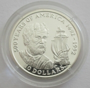 Cook Islands 10 Dollars 1990 500 Years America Old Christopher Columbus Silver
