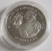 Cook-Inseln 10 Dollars 1990 500 Jahre Amerika Junger...