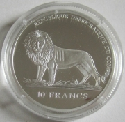 DR Congo 10 Francs 2006 German Popes Damasus II Silver