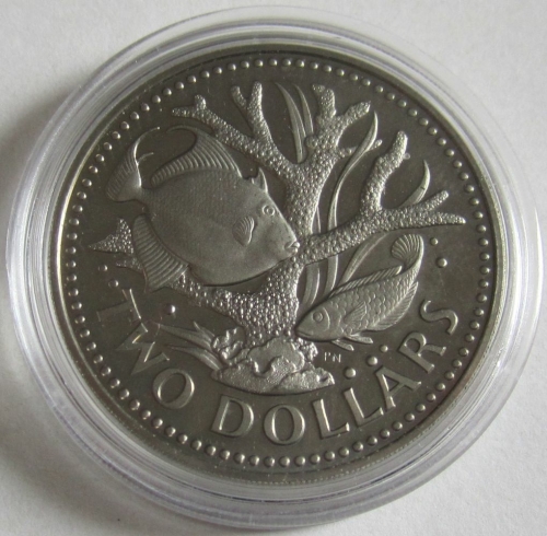 Barbados 2 Dollars 1974 Fish & Corals Proof