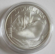 Singapore 10 Dollars 1977 Container Ship Silver BU
