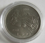 Italy 500 Lire 1961 100 Years Unification Silver