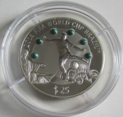 Fiji 25 Dollars 2013 Football World Cup in Brazil 3 Oz...