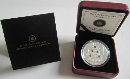 Canada 20 Dollars 2011 Christmas Tree 1 Oz Silver