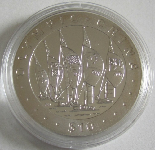 British Virgin Islands 10 Dollars 2008 Olympics Beijing Sailing Silver