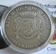 Kongo 1000 Francs 2012 Tiere Nashorn