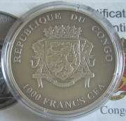 Congo 1000 Francs 2013 Wildlife Hippopotamus 1 Oz Silver