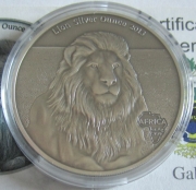 Gabon 1000 Francs 2013 Wildlife Lion 1 Oz Silver