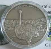 Gabon 1000 Francs 2014 Wildlife Ostrich 1 Oz Silver