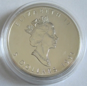 Canada 5 Dollars 1991 Maple Leaf 1 Oz Silver