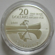 Canada 20 Dollars 2011 Twenty for Twenty Canoe 1/4 Oz Silver