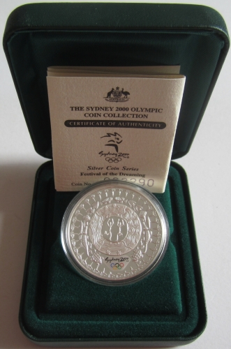 Australia 5 Dollars 2000 Olympics Sydney Festival of the Dreaming 1 Oz Silver