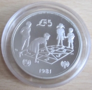 Malta 5 Liri 1981 Year of the Child Silver