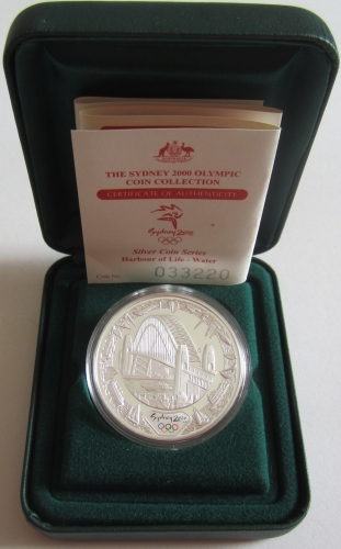 Australia 5 Dollars 2000 Olympics Sydney Harbour Bridge 1 Oz Silver