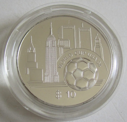 East Caribbean States 10 Dollars 1994 Football World Cup in the USA Silver