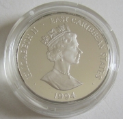 East Caribbean States 10 Dollars 1994 Football World Cup in the USA Silver