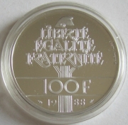 France 100 Francs 1988 200 Years Revolution Fraternité Silver Proof