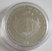 Palau 5 Dollars 2012 Football World Cup in Brazil Brasilia Silver