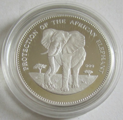 Equatorial Guinea 7000 Francos 1993 Elephant Silver