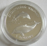 Niue 5 Dollars 1992 Wildlife Commersons Dolphin Silver