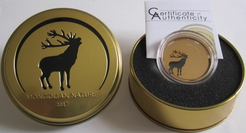 Mongolia 500 Togrog 2017 Nature Roaring Deer Silver